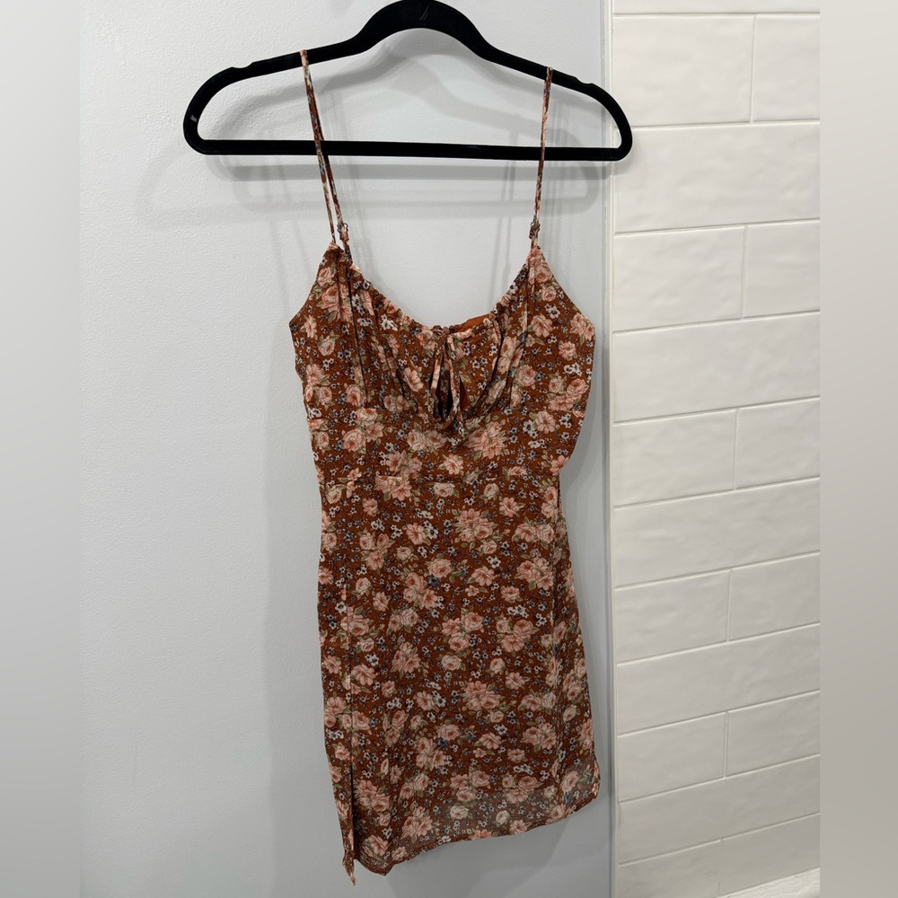 Floral Brown Mini Dress